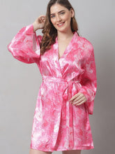 80-Faded Pink Satin Marble Short Robe